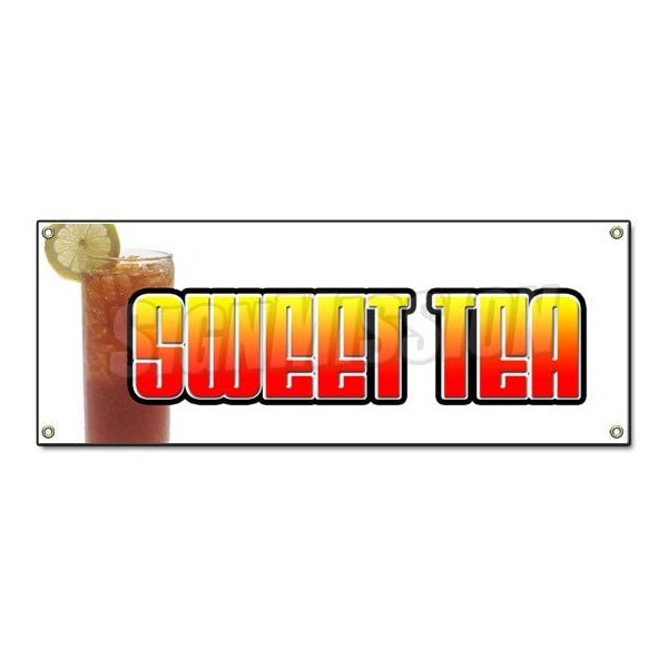 SWEET TEA BANNER SIGN ice iced drink cart stand cold drinks fresh brewed